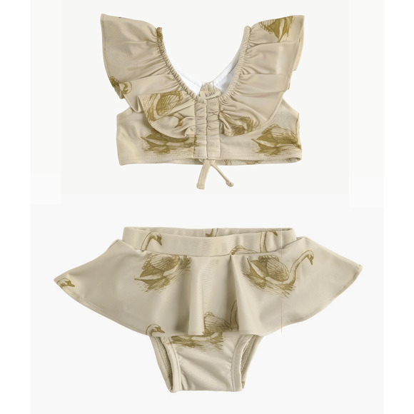 NWT Kate Quinn Ruffle Crop Swim Suit Set Bikini Fennel Swan 0-3m - Picture 1 of 2